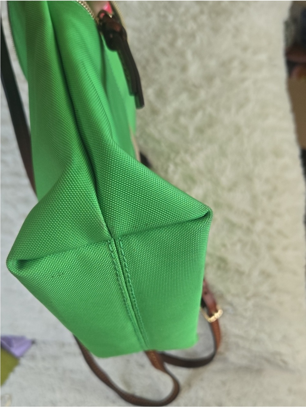 Dooney & Bourke Green Canvas Crossbody with Brown Leather Trim - Picture 5 of 10